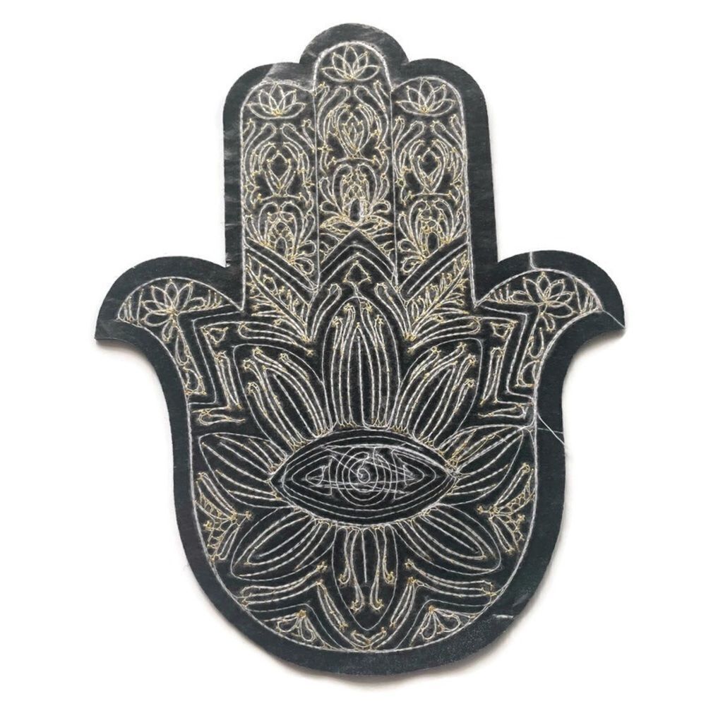 Large Gold Turkish Eye Hamsa Sequins Patch - Picture 4 of 4